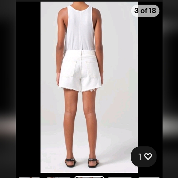 AGOLDE Parker Long Shorts Panna Cotta White Denim Loose Fit Size 30 ($138) - Picture 2 of 10